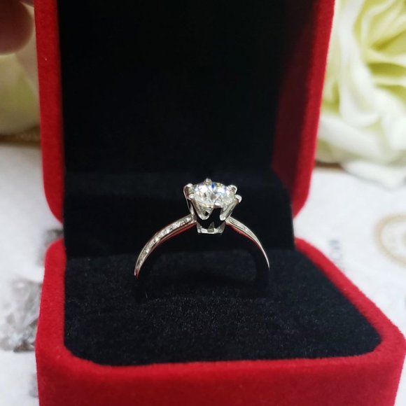 1 Carat Moissanite Solitaire Ring with 925 Sterling Silver Band - Picture 10 of 11